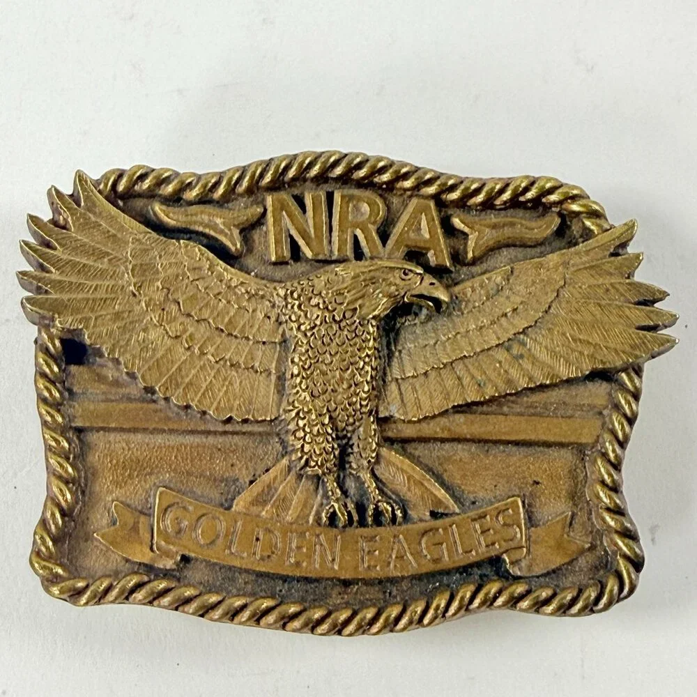 NRA Golden Eagles Brass Vintage Western Style Belt Buckle